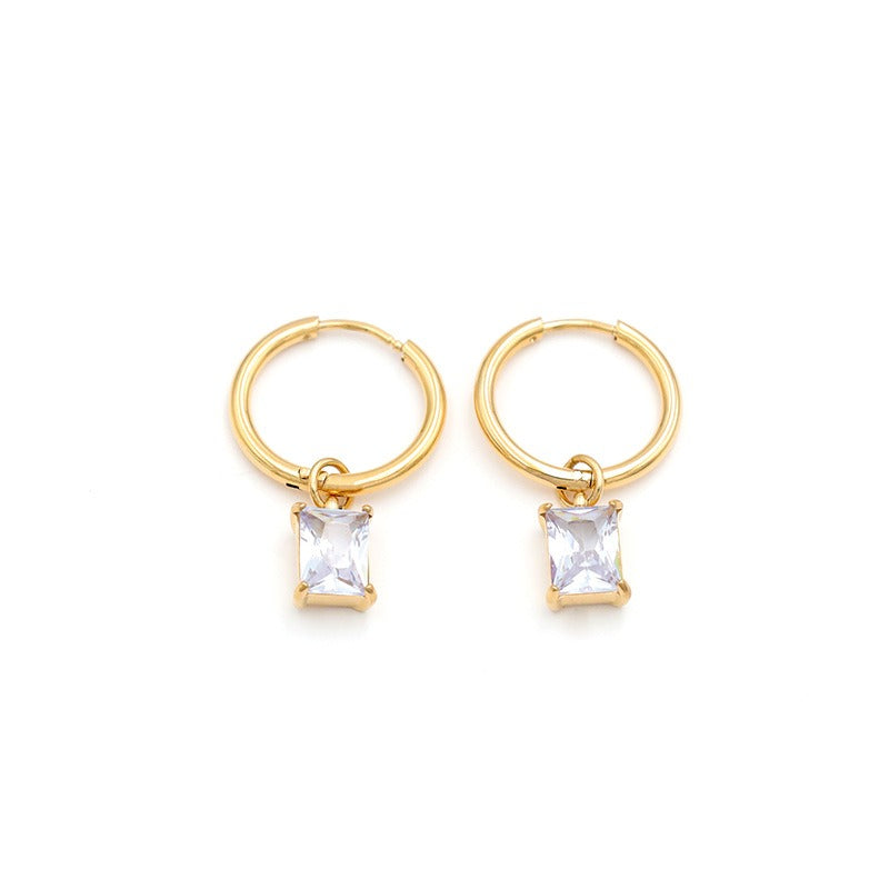 Senna Luxe 18k Gold Plated Jewel Charm Hoop Earrings