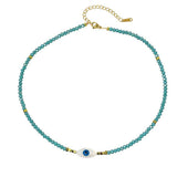 Thea Turquoise Evil Eye Boho Beaded Necklace