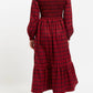 Louche Peppi Winter Gingham Midi Dress Red