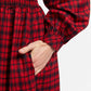Louche Peppi Winter Gingham Midi Dress Red