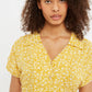 Prudence Micro Blossom Print Short Sleeve Laced Back Mini Dress In Yellow