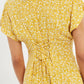 Prudence Micro Blossom Print Short Sleeve Laced Back Mini Dress In Yellow
