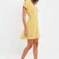 Prudence Micro Blossom Print Short Sleeve Laced Back Mini Dress In Yellow