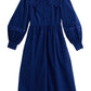 Prudence Babycord Big Collar Ric Rac Trim Midi Dress - Navy