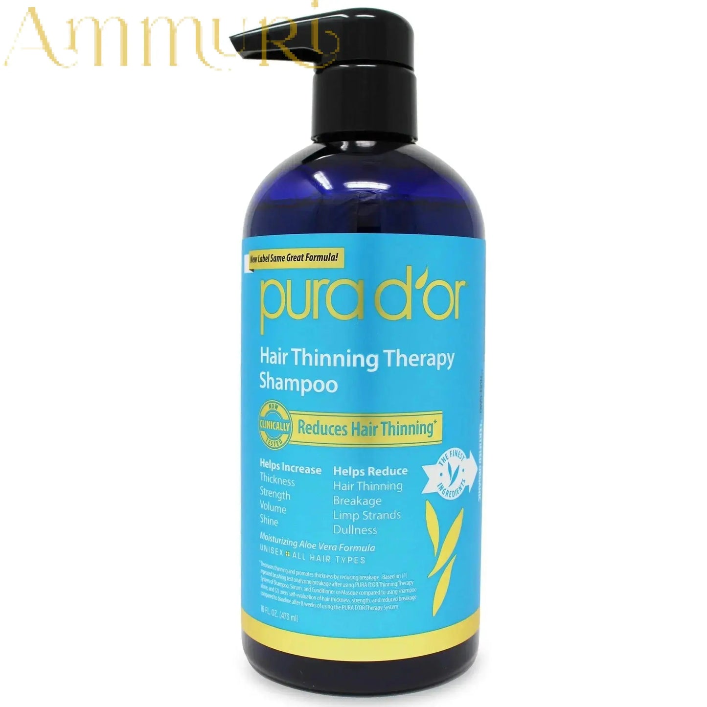 PURA D'OR Hair Thinning Therapy Shampoo - DHT Blocker Hair Growth 473ml