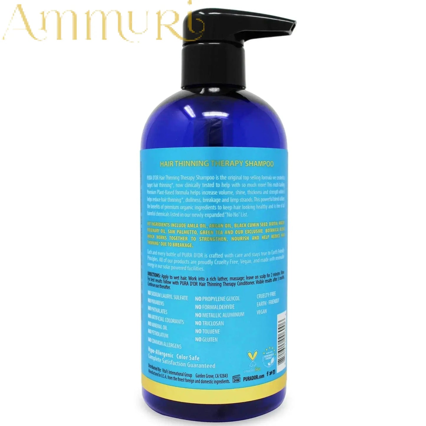 PURA D'OR Hair Thinning Therapy Shampoo - DHT Blocker Hair Growth 473ml