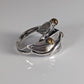 925 Silver Leaves Ring with Brass Buds – Artisan Silver Band Inspired by Nature