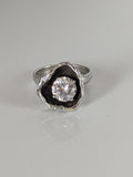 Silver Steed Large Zirconia in a Flower Silver Ring
