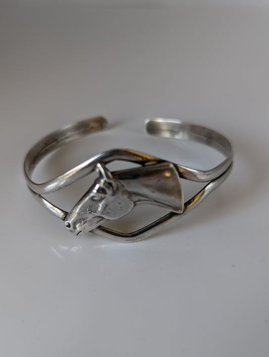 Silver Steed Horse Head Bangle