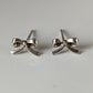 Silver Steed Bow Stud Earrings