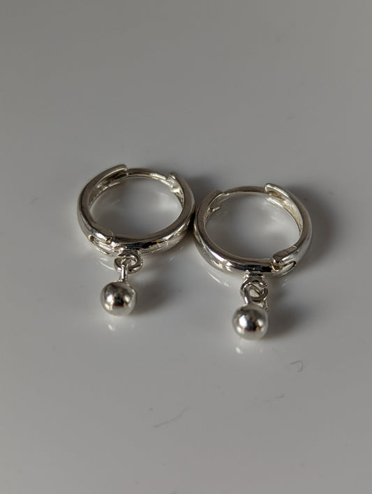 Silver Steed Ball Hoop Earrings