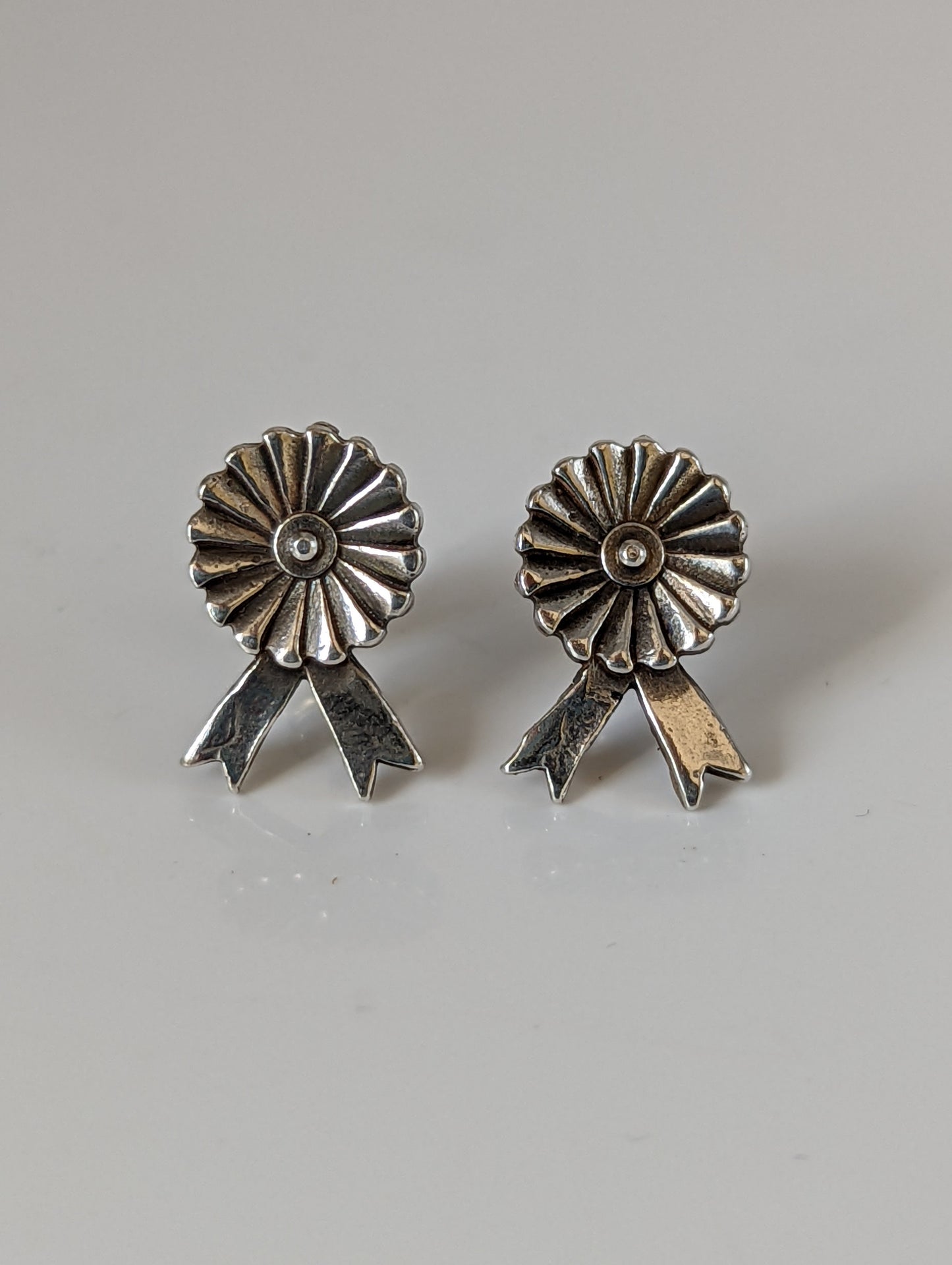 Silver Steed Rosette Stud Earrings