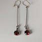 Silver Steed Red Crystal Dropped Earrings