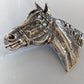 Silver Steed Big Horse Head Brooch / Stock Tie Pin