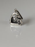 Silver Steed Jump Over a Stirrup, Stirrup & Jockey Silver Pendant