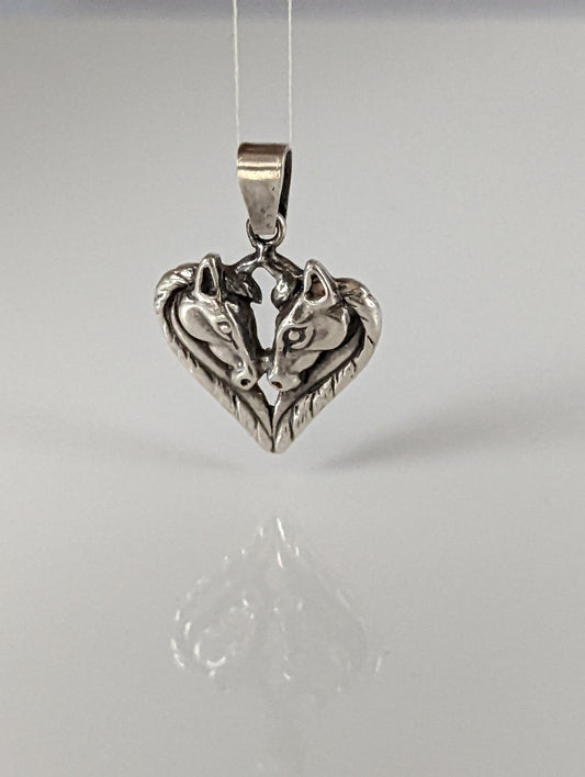 Silver Steed Horse Heart pendant