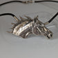 Silver Steed Large Horse Head on Leather Cord Necklace