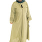 V Neck Abaya with Tassel in Olive Green - Elegant Long Sleeve Dress for Women