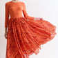Huxley Rosechild Jersey Top Circle Skirt Midi Dress - Apricot