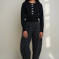 Sutton Black Bow Jacquard Barrel Trousers