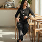 Sutton Black Bow Jacquard Barrel Trousers
