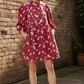 Louche Suzanne Roaring Daisy Print Long Sleeve Mini Dress - Red