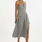Geri 60s Patchwork Halter neck Midi Dress