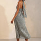 Geri 60s Patchwork Halter neck Midi Dress