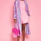 Pink Bamboo Sequin Faux Fur Bag