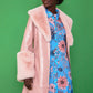 Pink Faux Leather Jacket with Detachable Faux Fur Cuffs and Collar