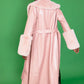 Pink Faux Leather Jacket with Detachable Faux Fur Cuffs and Collar