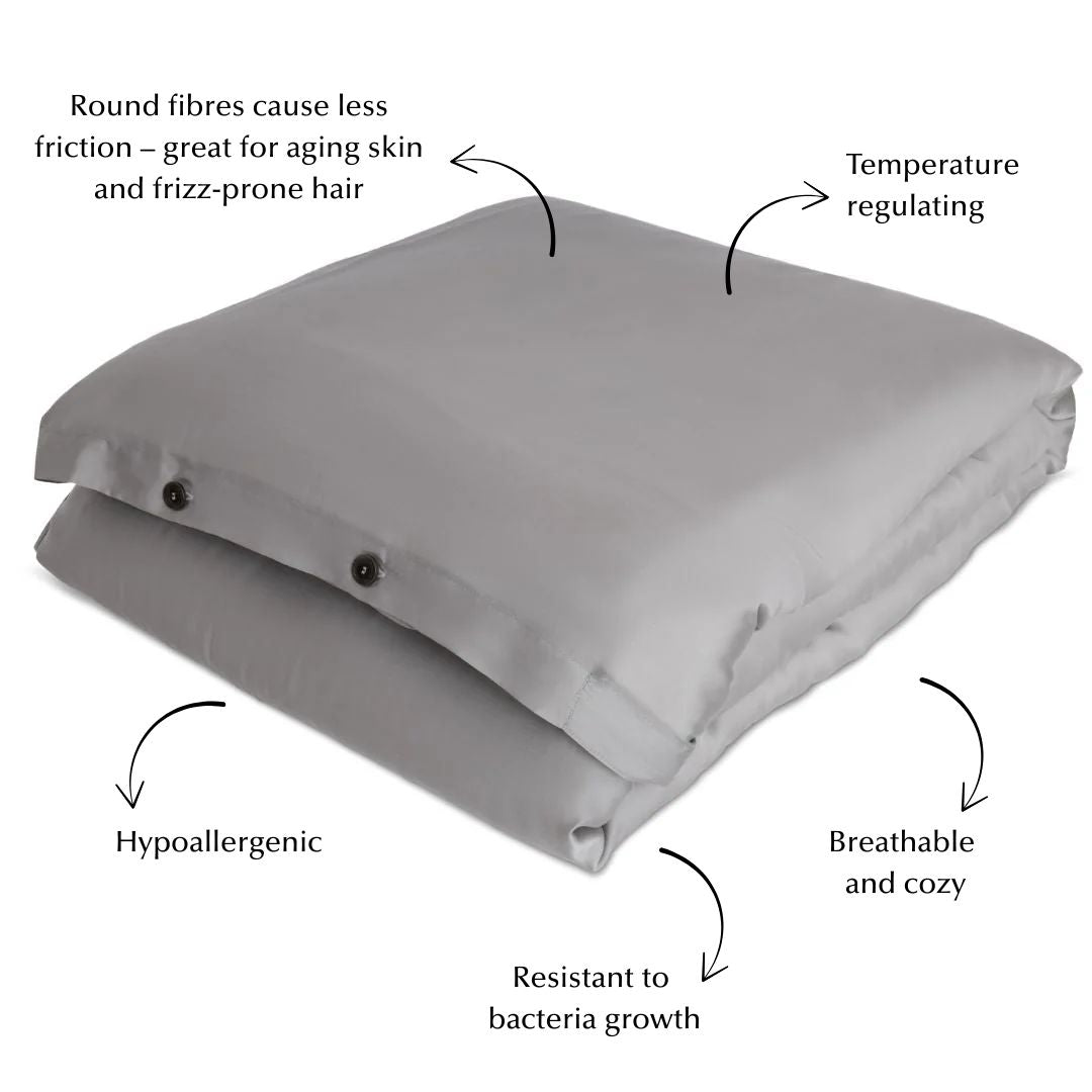 Duvet Cover in Grey (Eucalyptus Silk)