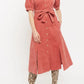 Louche Mollie Baby Cord Puff Sleeve Midi Shirtdress Blush Pink