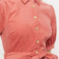 Louche Mollie Baby Cord Puff Sleeve Midi Shirtdress Blush Pink