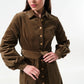 Rebecka Baby Cord Midi Shirt Dress - Mole