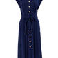 Reese Linen Mix Button Through Midi Shirt Dress - Navy