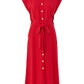 Reese Linen Mix Button Through Midi Shirt Dress - Red