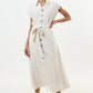Reese Linen Mix Button Through Midi Shirt Dress - Natural