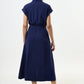 Reese Linen Mix Button Through Midi Shirt Dress - Navy