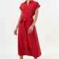 Reese Linen Mix Button Through Midi Shirt Dress - Red