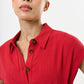 Reese Linen Mix Button Through Midi Shirt Dress - Red