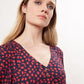 Louche Rheane Gingham Twist Print Long Sleeve V Neck Midi Dress