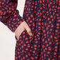 Louche Rheane Gingham Twist Print Long Sleeve V Neck Midi Dress