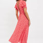 Louche Romola Gingham Twist Print Laced Back Short Sleeve Midi Dress