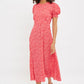 Louche Romola Gingham Twist Print Laced Back Short Sleeve Midi Dress