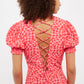 Louche Romola Gingham Twist Print Laced Back Short Sleeve Midi Dress