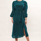 Louche Roza Lurex Jersey V Back Midi Dress - Petrol