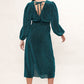 Louche Roza Lurex Jersey V Back Midi Dress - Petrol