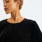 Rosamee Fringe Trim Sleeve Mini Dress in Black