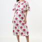 Rosso Loveflower Print Cape Midi Dress